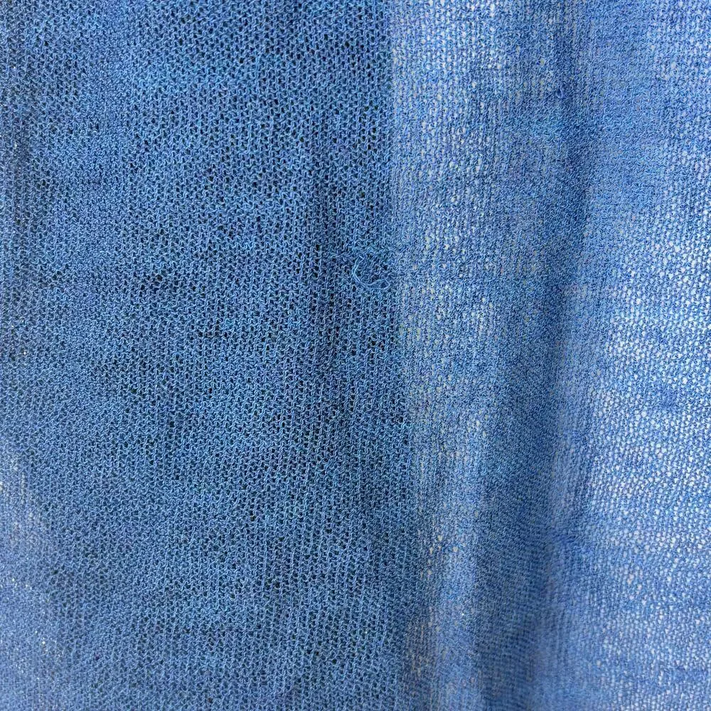 Eileen Fisher Wool Short Sleeve Cardigan Blue Quiet Luxury Office Women's Medium